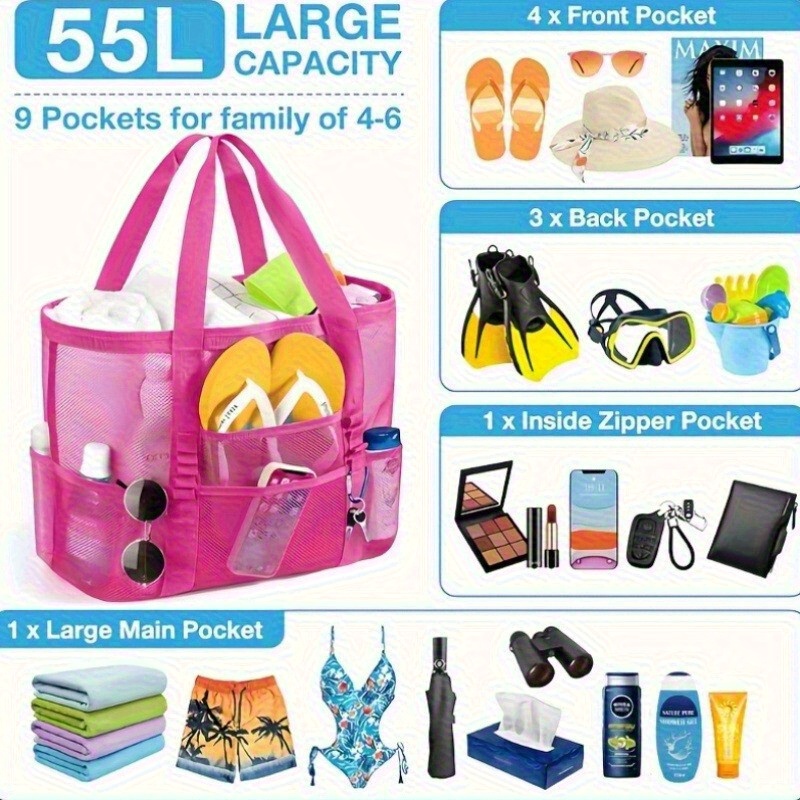 Beach Bags Sandproof Mesh Beac - Dry Bag Roll Top reseña y precio